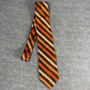 Brooks Brothers Makers Merchants 100% Silk Tie Striped Brown Burnt Orange USA